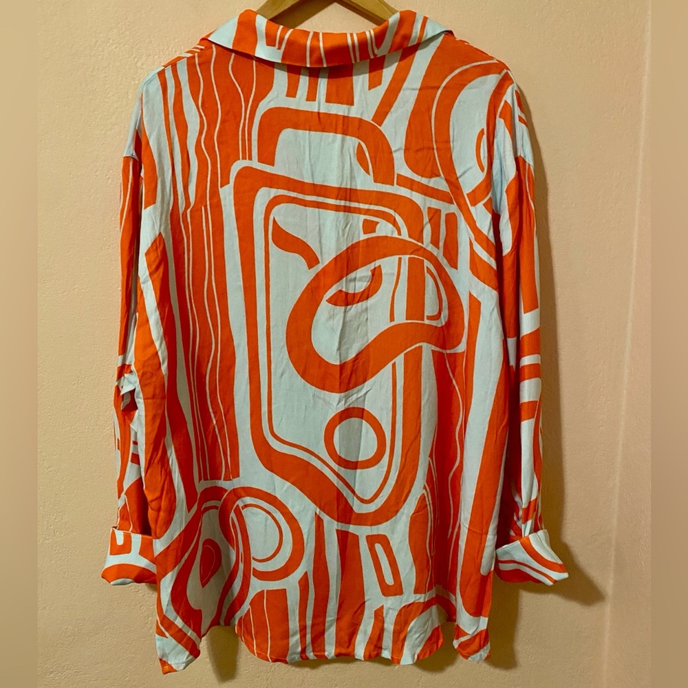 NWT Seven Wonders Sola oversized button down shirt Alba print Large - Picture 9 of 11